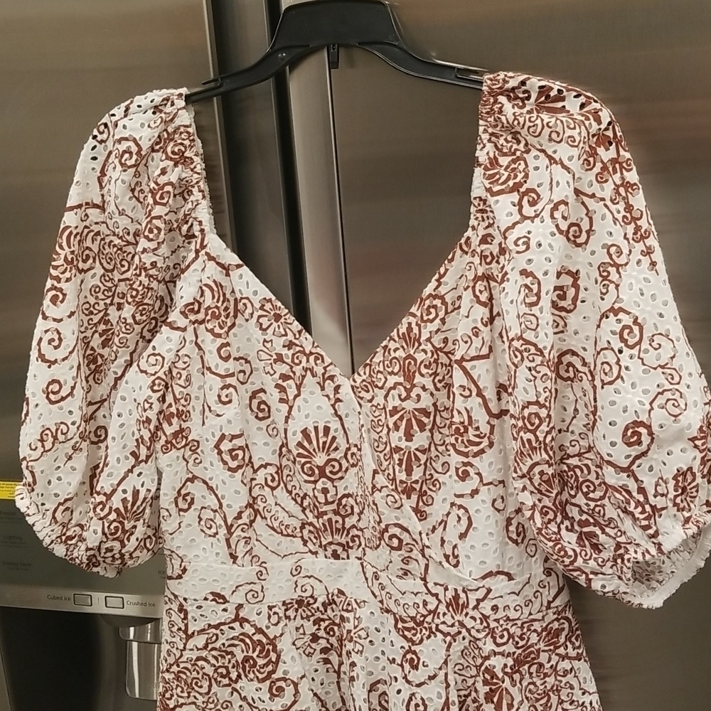 💕TED BAKER💕 Elizaaa Broderie Mini Dress With Puff Sleeves Print 8-10 US NWT - Picture 14 of 16